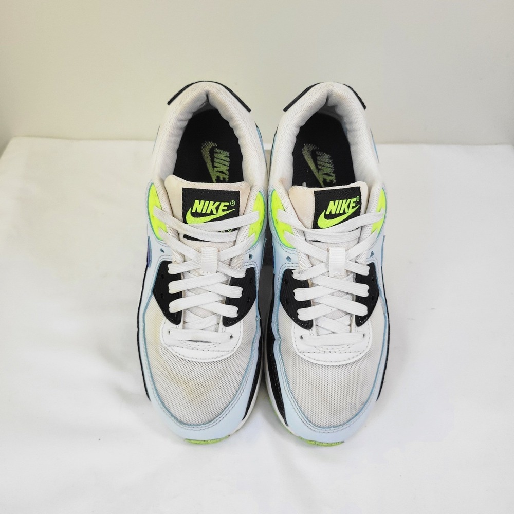 Nike Air Max 90 White Blue Volt Sneakers DH8010-102 Mens 6.5 Womens 8 - Picture 3 of 6